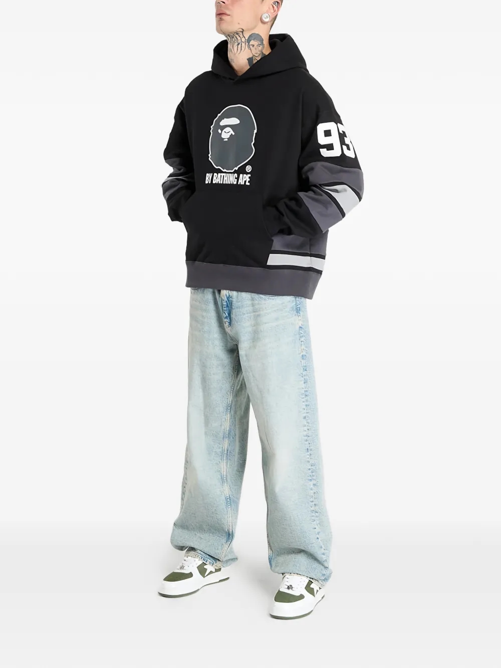 A BATHING APE® ape graphic striped hoodie alternate view